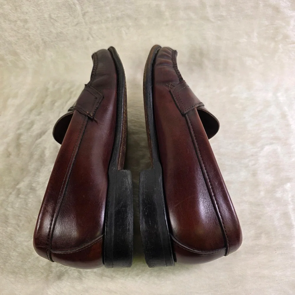 VTG Dexter Penny Loafers Oxblood Burgundy Leather Handsewn USA Mens 10.5D Good